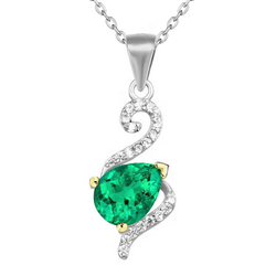 Pavé Edelsteen Hanger – Smaragd 1 karaat 14 Karaat Tweekleurig