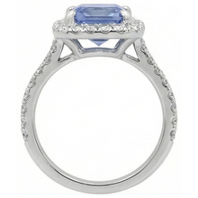 Afbeelding in Gallery-weergave laden, Prong Gezet Ceylonsaffier Met Natuurlijke uit de aarde gewonnen Diamanten 4 Ct Ring Witgoud 14K
