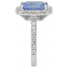Afbeelding in Gallery-weergave laden, Prong Gezet Ceylonsaffier Met Natuurlijke uit de aarde gewonnen Diamanten 4 Ct Ring Witgoud 14K
