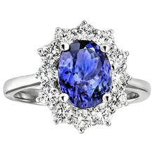 Afbeelding in Gallery-weergave laden, Tanzaniet Diamanten Ring Bloemstijl Dame Gouden Sieraden 2 Karaat

