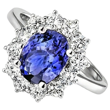 Afbeelding in Gallery-weergave laden, Tanzaniet Diamanten Ring Bloemstijl Dame Gouden Sieraden 2 Karaat
