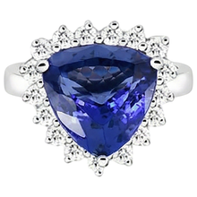 Afbeelding in Gallery-weergave laden, echte round tanzaniet 3.50karaat ring close-up detail
