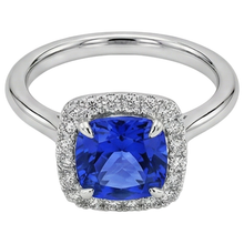 Afbeelding in Gallery-weergave laden, echte round tanzaniet 7.75karaat ring close-up detail
