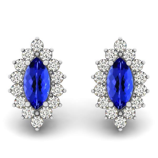 Tanzaniet met diamanten Halo oorbellen wit goud 14K 4,70 Ct. - harrychadent.nl