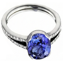 Afbeelding in Gallery-weergave laden, Tanzaniet ovale en ronde Natuurlijke echte diamanten ( niet in een laboratorium gekweekt ) 3,75 karaat edelsteen ring sieraden
