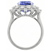 Afbeelding in Gallery-weergave laden, Tanzaniet ronde Natuurlijke echte diamant ( niet in het laboratorium gekweekt ) 3.75 karaats ring wit goud 14K
