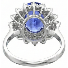 Afbeelding in Gallery-weergave laden, Tanzaniet ronde Natuurlijke echte diamant ( niet in het laboratorium gekweekt ) 3.75 karaats ring wit goud 14K
