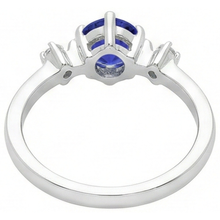 Afbeelding in Gallery-weergave laden, echte round tanzaniet 0.75karaat ring met diamantaccenten

