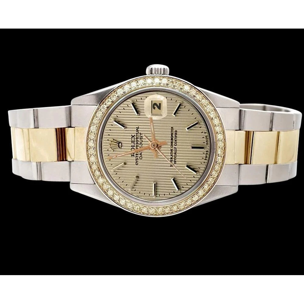 Tapestry Stick Dial Datum Kijk gewoon naar Rolex roestvrij staal en gouden Oyster-armband SNELLE SET