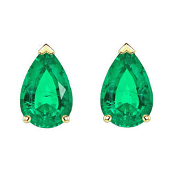 Glanzend Smaragd Gemstone Earring 2 karaat – Tweekleurig 14K