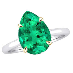Bicolor 14K Goud GIA Gekeurd Fijne Smaragd Gekleurde Steen Ring