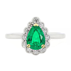 Fijne Smaragd Pavé Edelsteen Ring 1 karaat in Tweekleurig 14K