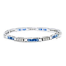 Afbeelding in Gallery-weergave laden, Tennis Armband Ronde Diamant En Prinsessen Saffier 
