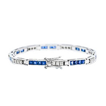 Afbeelding in Gallery-weergave laden, Tennis Armband Ronde Diamant En Prinsessen Saffier 
