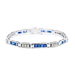 Tennis Armband Ronde Diamant En Prinsessen Saffier