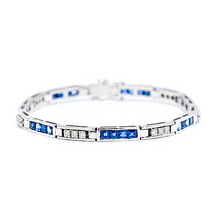 Afbeelding in Gallery-weergave laden, Tennis Armband Ronde Diamant En Prinsessen Saffier 
