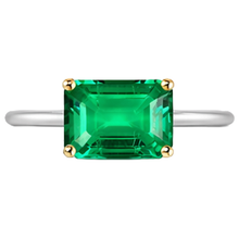 Afbeelding in Gallery-weergave laden, Colombiaanse Smaragd Edelsteen Ring 2 karaat Bicolor 14K Goud – profielaanzicht
