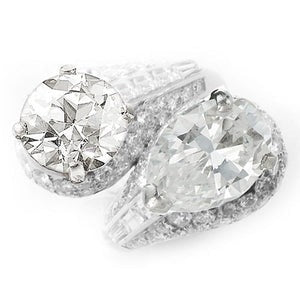 Toi Et Moi Echt Diamant Ontwerper Verloving Ring Peer & Ronde Diamanten