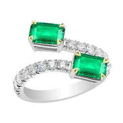 Fijne Smaragd Edelsteen Ring – Bicolor 14K Goud 2 karaat
