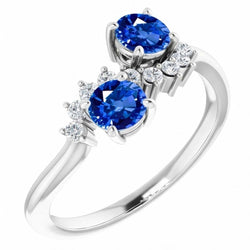 Toi et Moi Diamanten Ring 1.18 Karaat Ceylon Sapphire Vrouwen Sieraden 14K