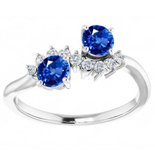 Afbeelding in Gallery-weergave laden, Toi et Moi Diamanten Ring 1.18 Karaat Ceylon Sapphire Vrouwen Sieraden 14K
