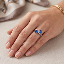 Afbeelding in Gallery-weergave laden, Toi et Moi Diamanten Ring 1.18 Karaat Ceylon Sapphire Vrouwen Sieraden 14K
