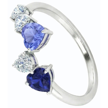 Afbeelding in Gallery-weergave laden, Toi et Moi Hart Diamant &amp; Saffier Ring 3.50 Karaat Vrouwen Sieraden
