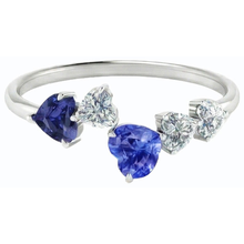 Afbeelding in Gallery-weergave laden, Toi et Moi Hart Diamant &amp; Saffier Ring 3.50 Karaat Vrouwen Sieraden

