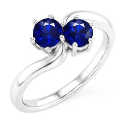 Toi et Moi Jubileumring Rond Ceylon Sapphire 4 Karaats Prong Set