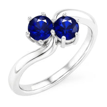 Afbeelding in Gallery-weergave laden, Toi et Moi Jubileumring Rond Ceylon Sapphire 4 Karaats Prong Set
