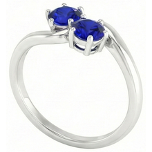 Afbeelding in Gallery-weergave laden, Toi et Moi Jubileumring Rond Ceylon Sapphire 4 Karaats Prong Set
