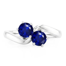 Afbeelding in Gallery-weergave laden, Toi et Moi Jubileumring Rond Ceylon Sapphire 4 Karaats Prong Set
