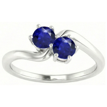 Afbeelding in Gallery-weergave laden, Toi et Moi Jubileumring Rond Ceylon Sapphire 4 Karaats Prong Set
