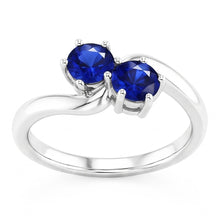 Afbeelding in Gallery-weergave laden, Toi et Moi Jubileumring Rond Ceylon Sapphire 4 Karaats Prong Set

