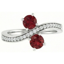 Afbeelding in Gallery-weergave laden, Toi et Moi Ronde Robijn &amp; Diamanten Ring 2.60 Karaat Wit Goud 14K
