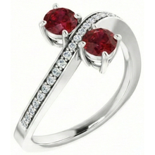 Afbeelding in Gallery-weergave laden, Toi et Moi Ronde Robijn &amp; Diamanten Ring 2.60 Karaat Wit Goud 14K
