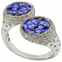 Afbeelding in Gallery-weergave laden, Toi et Moi Tanzanite Solitaire-ring met Natuurlijke echte diamanten ( niet in een laboratorium gekweekt ) accenten 5,50 karaat
