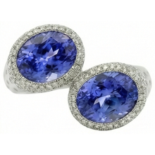 Afbeelding in Gallery-weergave laden, Toi et Moi Tanzanite Solitaire-ring met Natuurlijke echte diamanten ( niet in een laboratorium gekweekt ) accenten 5,50 karaat
