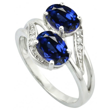 Afbeelding in Gallery-weergave laden, Toi et Moi antieke stijl ovale Sri Lankaanse saffier Natuurlijke echte diamanten ( niet in een laboratorium gekweekt ) ring 4.50 Ct
