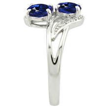Afbeelding in Gallery-weergave laden, Toi et Moi antieke stijl ovale Sri Lankaanse saffier Natuurlijke echte diamanten ( niet in een laboratorium gekweekt ) ring 4.50 Ct
