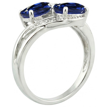 Afbeelding in Gallery-weergave laden, Toi et Moi antieke stijl ovale Sri Lankaanse saffier Natuurlijke echte diamanten ( niet in een laboratorium gekweekt ) ring 4.50 Ct

