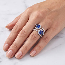 Afbeelding in Gallery-weergave laden, Toi et Moi gouden dames peer blauwe saffier Natuurlijke echte diamant ( niet in het laboratorium gekweekt )en ring 3,50 karaat
