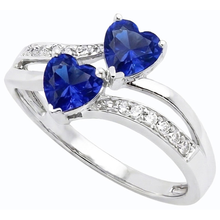 Afbeelding in Gallery-weergave laden, Toi et Moi hart edelsteen Ceylon saffier Natuurlijke echte diamant ( niet in het laboratorium gekweekt )en ring 3,50 karaat
