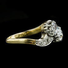 Afbeelding in Gallery-weergave laden, Toi Et Moi Gouden Ronde Oude Mijnwerker Echt Diamanten Ring Tweekleurig 4.50 Karaat
