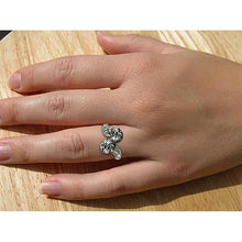 Afbeelding in Gallery-weergave laden, Toi Et Moi Gouden Ronde Oude Mijnwerker Echt Diamanten Ring Tweekleurig 4.50 Karaat

