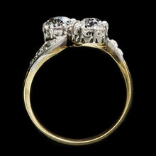 Afbeelding in Gallery-weergave laden, Toi Et Moi Gouden Ronde Oude Mijnwerker Echt Diamanten Ring Tweekleurig 4.50 Karaat
