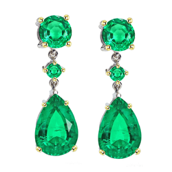 GIA Gekeurd Gemstone Earring – Fijne Smaragd 2 karaat Bicolor