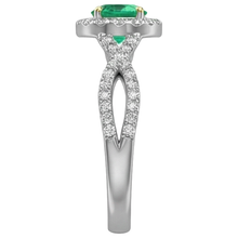 Afbeelding in Gallery-weergave laden, Colombiaanse Smaragd Sieraadsteen Ring 1 karaat Bicolor 14K Goud – bovenaanzicht
