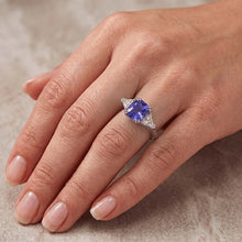 Afbeelding in Gallery-weergave laden, Triljoen Natuurlijke echte diamant ( niet in het laboratorium gekweekt )en ring met 3 stenen 2,50 karaat dubbele riek Ceylon saffier
