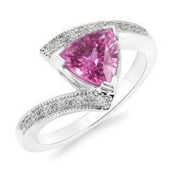 Triljoen geslepen roze saffier Natuurlijke echte diamanten ( niet in een laboratorium gekweekt ) ring witgouden sieraden 1,25 ct